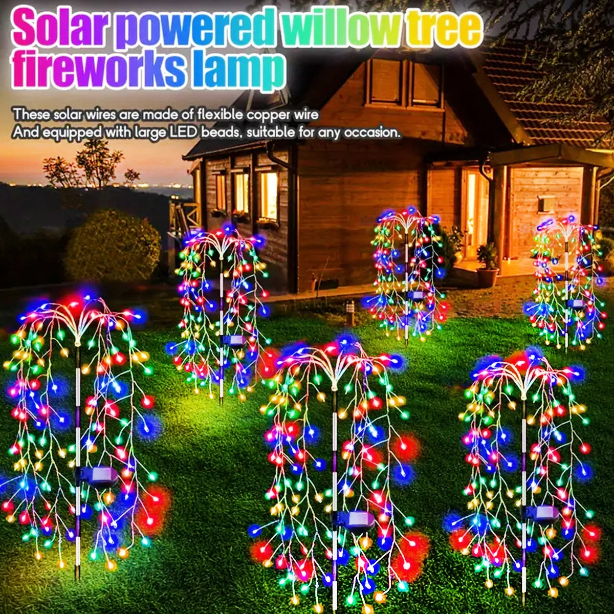 String Light For Outdoor 200 LED Solar Powered Willow Trees Lights