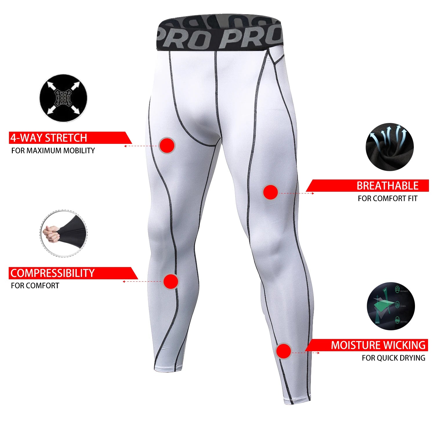 Men Compression Pants Quick Drying Running Basketball Leggings Workout Pants for Men