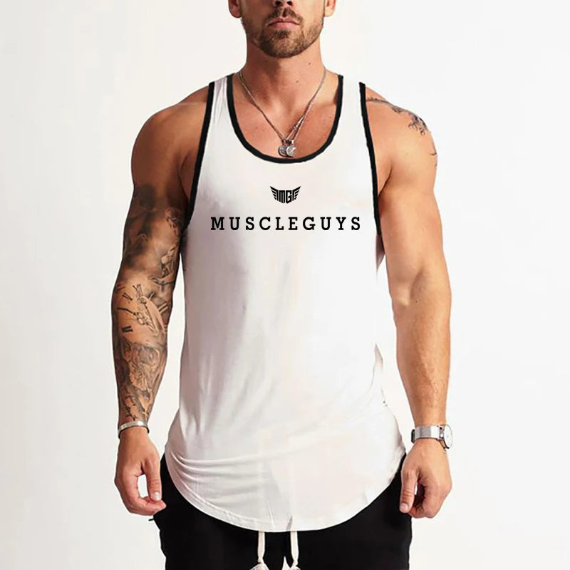 Men's Slim Fit Sleeveless Cotton Shirt Muscle Guys Bodybuilding Workout Tank Tops