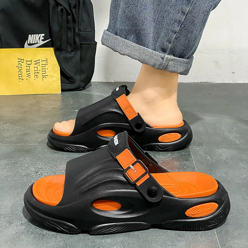 Men's Sandals Men's Slippers Non-Slip Flat Sandals Wear-resistant Indoor and Outdoor Shoes for Men Beach Thick Bottom Fashion