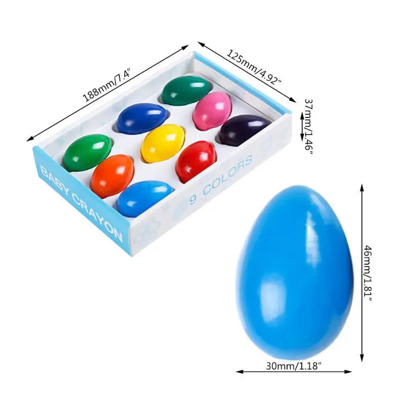 9 Colors Solid Egg Shape  Non Toxic Washable Painting Drawing Wax for Baby Kids Educational Art Supplies