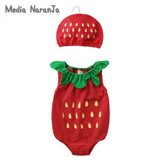 summer baby boys girls unisex fruit type hat with bodysuit infant toddler cotton cute jumpsuit photography outfits