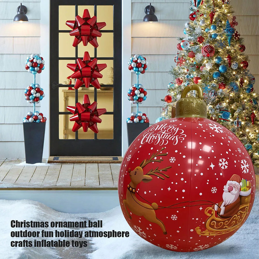 60cm Outdoor Christmas Inflatable Decorated Ball PVC Giant Big Large Balls Xmas Tree Decorations