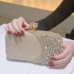 Women metal silver gold shell bag cute Evening Clutch Bag with strap For Wedding Party small Purses