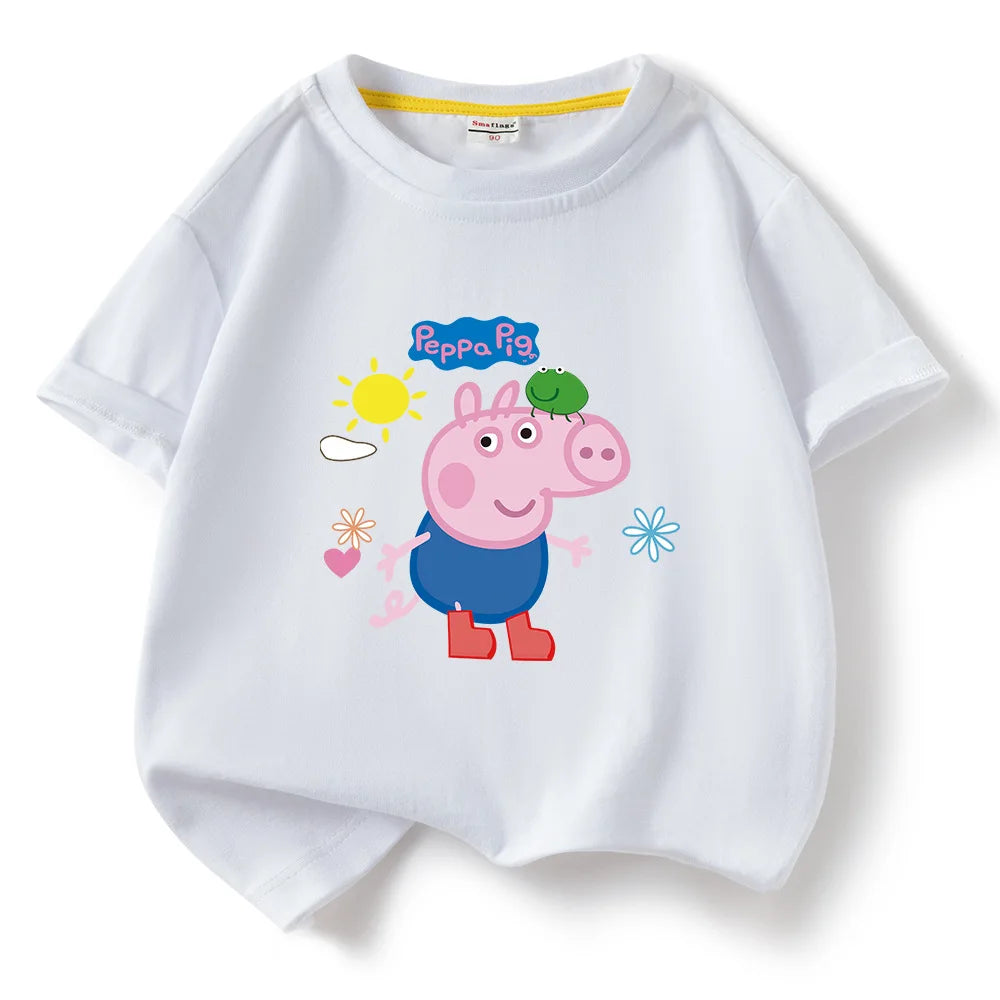 Kids T-shirt Clothes Peppa Pigs Girl Boy Short Sleeve Summer Tee Clothes Tops Cartoon Printing Children Shirt Birthday Gift