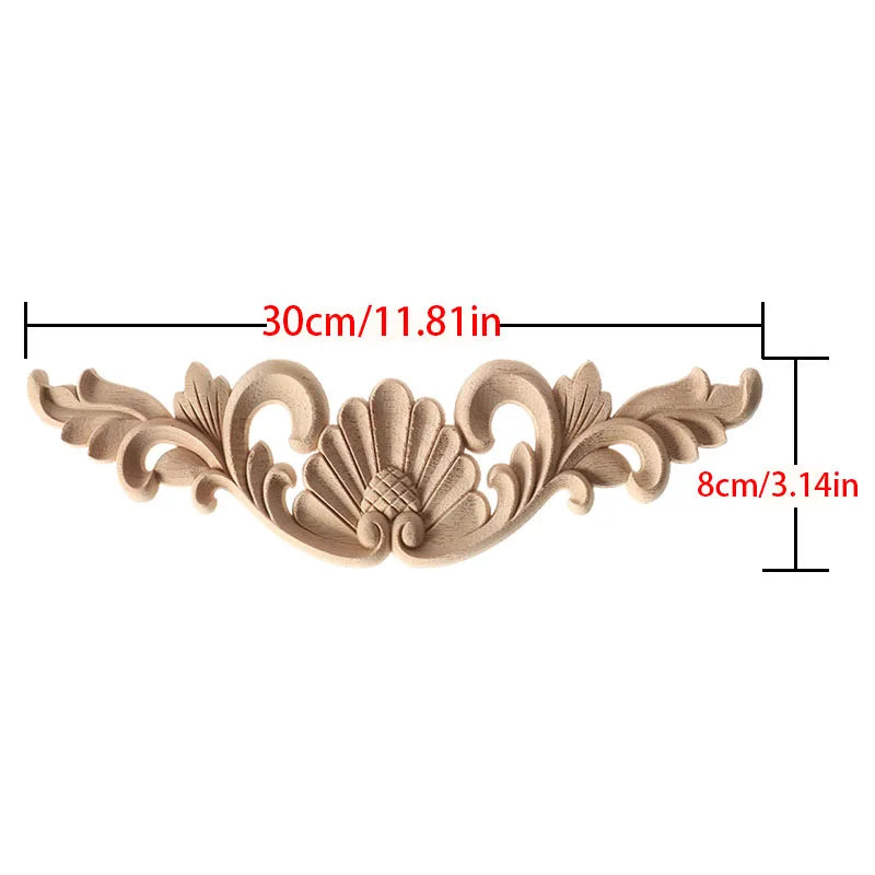 Wood Carving Natural Wood Appliques Door Furniture