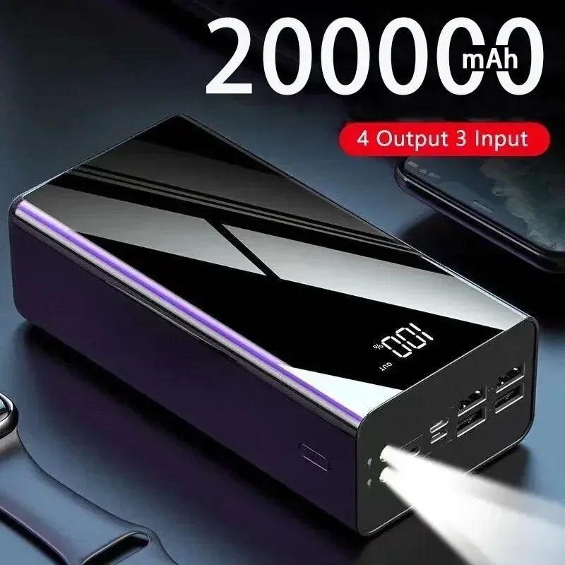 Power Bank 200000mAh Portable Fast Charging PowerBank 100000 mAh 4 USB