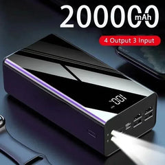 Power Bank 200000mAh Portable Fast Charging PowerBank 100000 mAh 4 USB