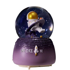 3D Astronaut Night Light Glow Crystal Ball Snowball Music Box Statue Ornament Child Birthday Party