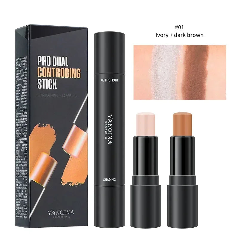 Face Brown Bronzer Contour Stick Double-headed Brightening Face Make Up Pen Smooth Contour Shadow Highlight Concealer Cosmetics