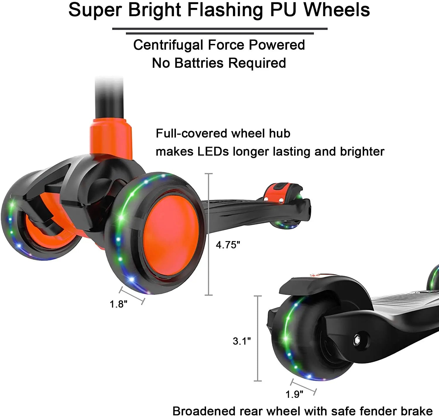 Allek Kick Scooter 3-Wheeled Kids Push Scooters