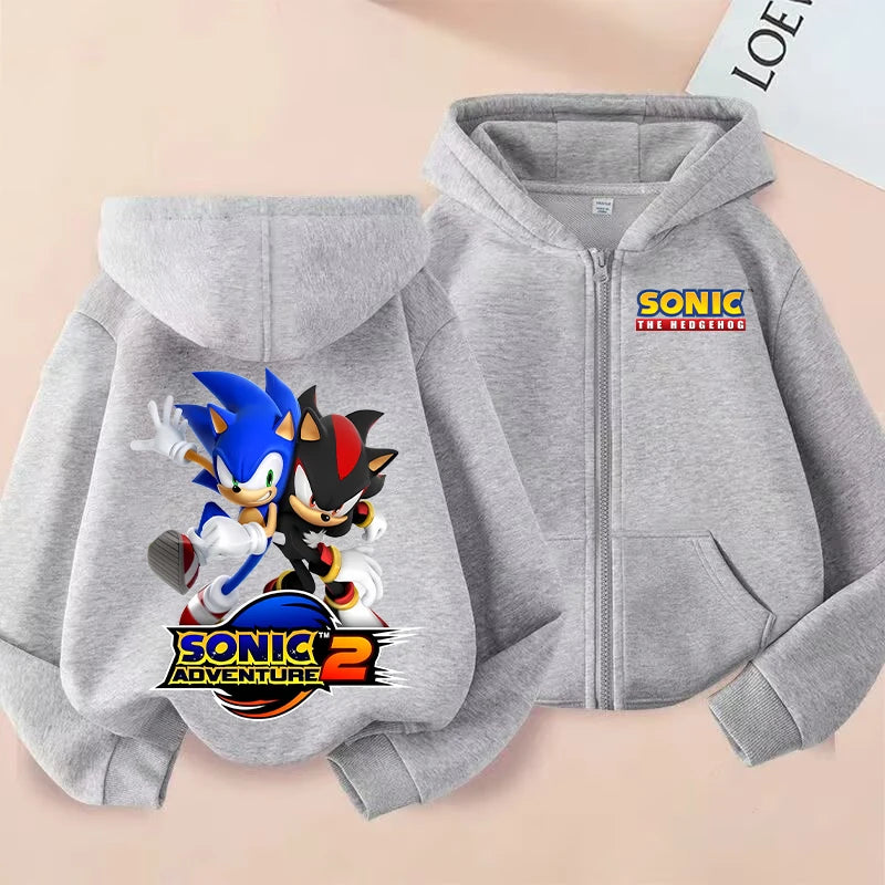 New Sonics Kids Zip-up Hoodies Boys Anime Hoodie Cartoon Characters Printed Coat Winter Warm Jacket Autumn Children Clothing