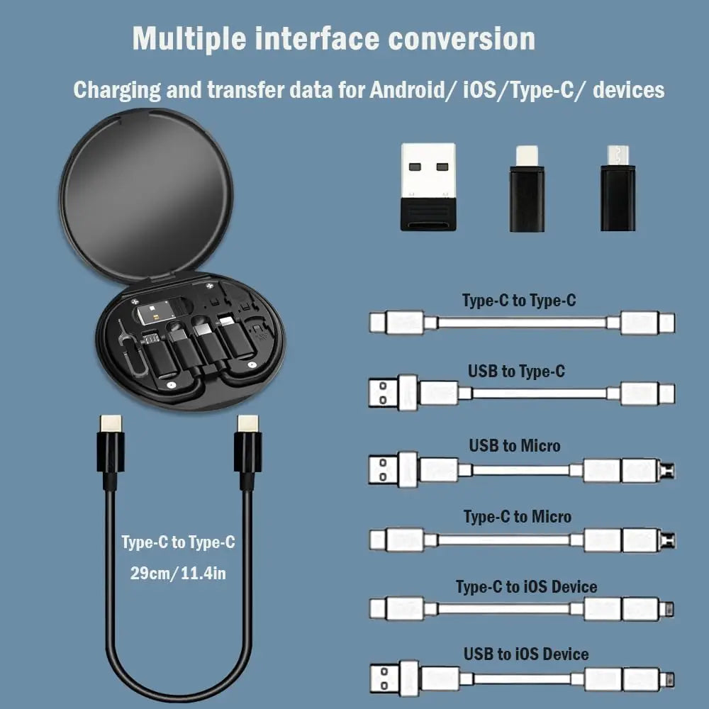 60W Type-C To USB C To Micro USB To Lighting Fast Charging Adapter Kit for IPhone