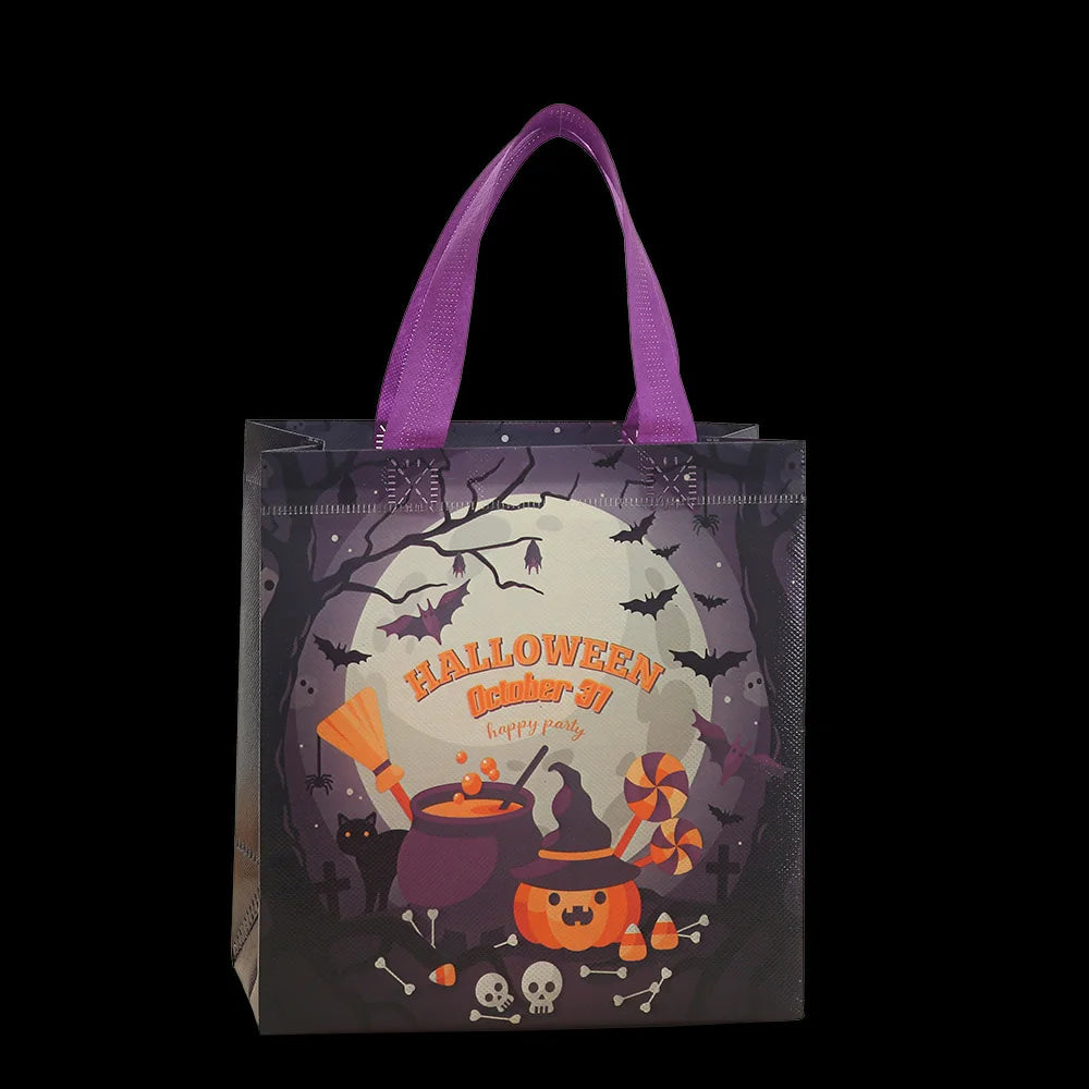 10pcs Halloween Nonwoven Gift Bag Nougat Cookie Chocolate Candy Halloween Party Favor Bags For Child Supplies Shopping Pouch