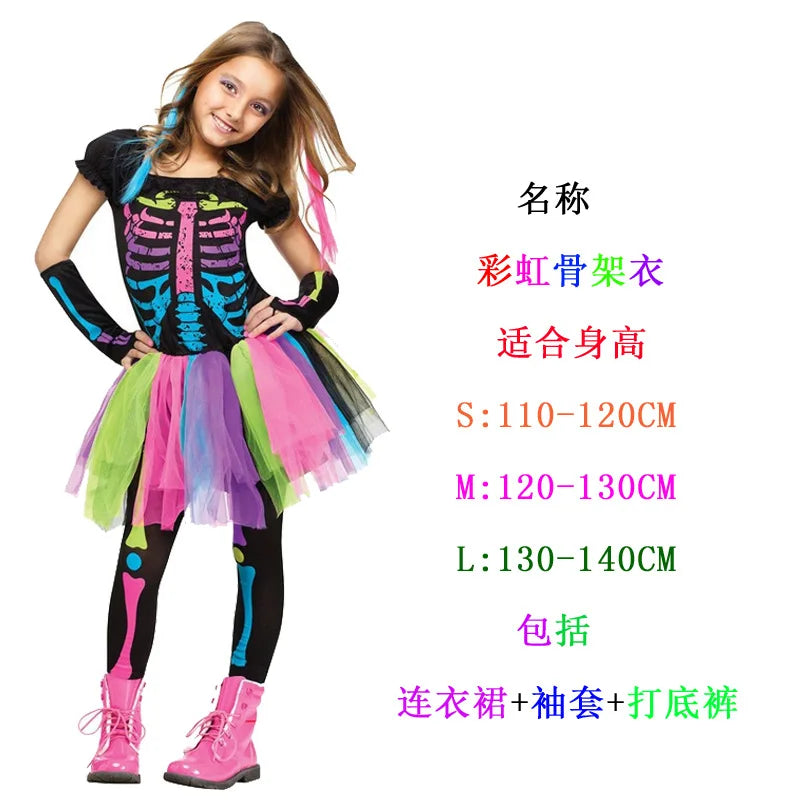 children skeleton cosplay costumes girl halloween party vampire cosplay child fancy dress