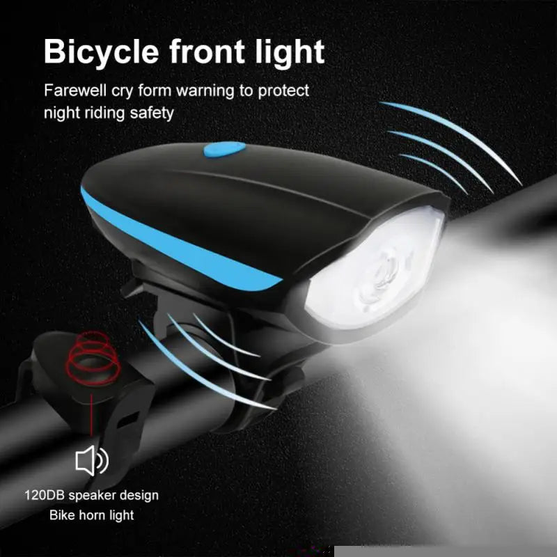 3 Modes Bicycle Front Light With Super Loud Bell Horn USB Rechargeable Headlight Cycling Flashlight