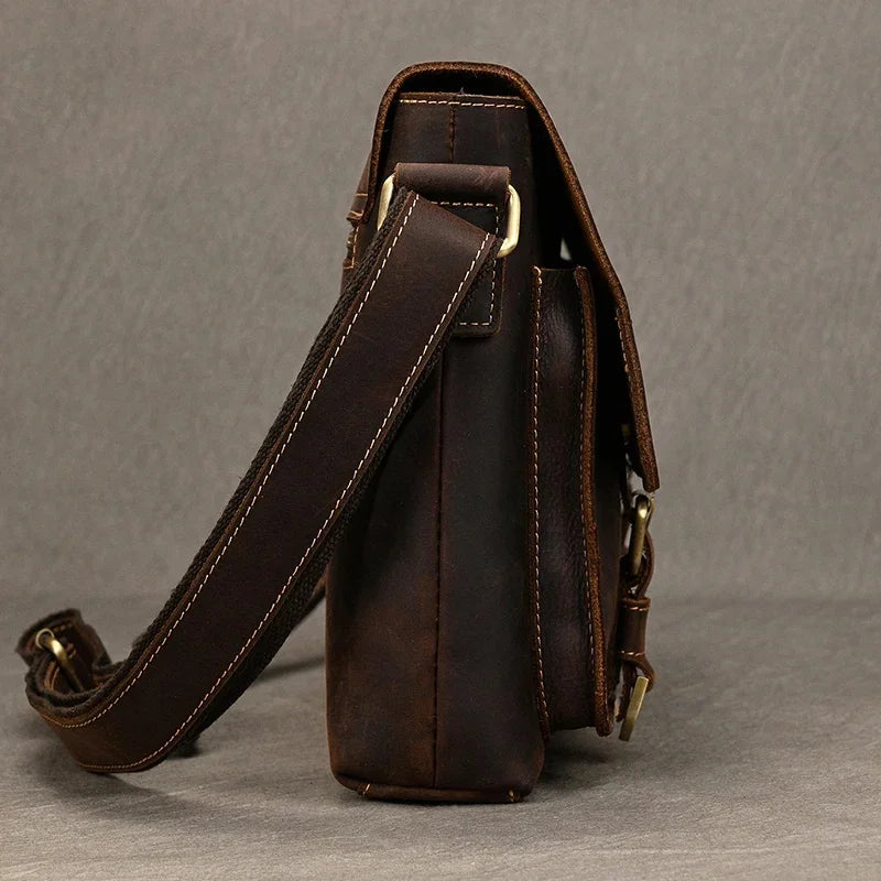 Vintage Real leather Men's bag Shoulder Bag Fashion Leather Crossbody s For Male Genuine Lather Sling s Anti Theft Men