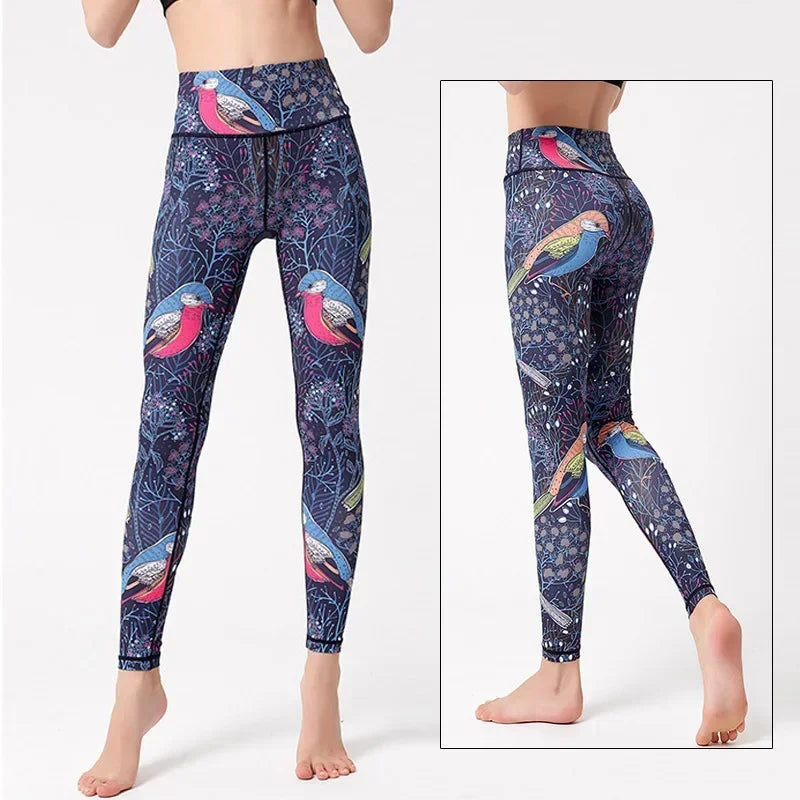 Cloud Hide Yoga Pants Women Flower High Waist Sports Leggings