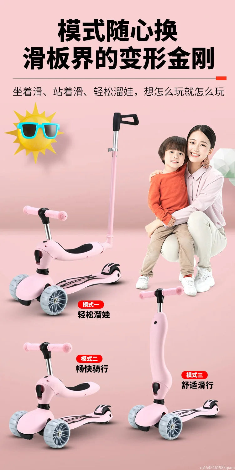 Children's scooter Scooter with Flash Wheels Kick Scooter