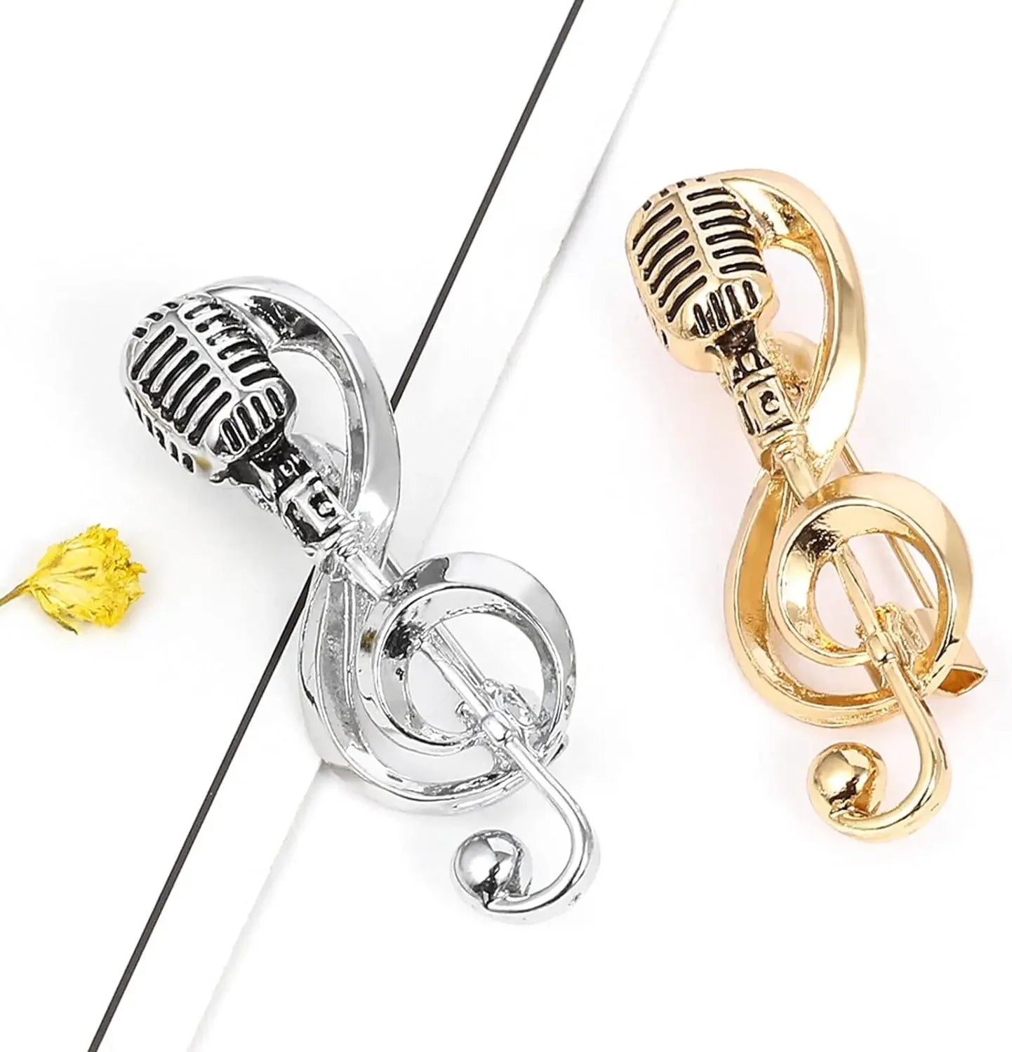 Fashion Musical Note Brooches Simple All-Match Microphone Metal Pin