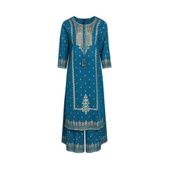 Indian Apparel Women's Ethnic Set 2-Piece Cotton Printed Navy Blue Indian Traditional Dress