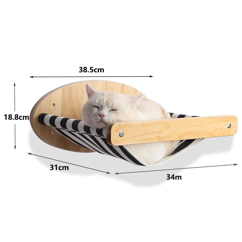 1 Piece Wall Mounted Cat Climbing Shelf Hammock Stairway For Indoor Cats Wooden Hanging Bed Scratching Post Pet Furniture Kitten