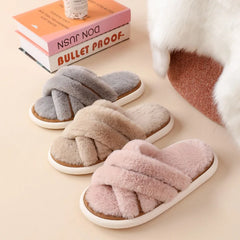 Women's slipper Plush slipper Soft open toe plush slipper Home plush fur slipper Memory foam slipper