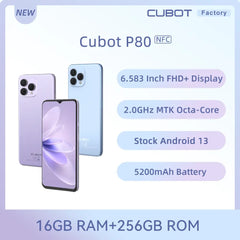 Cubot P80 Android 13 Smartphone Global Version 6.583 Inch FHD+ 8GB 256GB NFC 48MP Camera 5200mAh Battery GPS Smart Cellphone