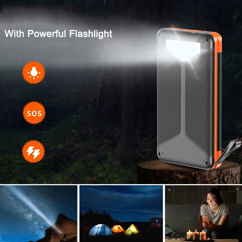 Foldable Solar Power Bank 20000mAh with LED Light Wireless Charging Power bank for iPhone 14 13 X Samsung Huawei Xiaomi Poverbank