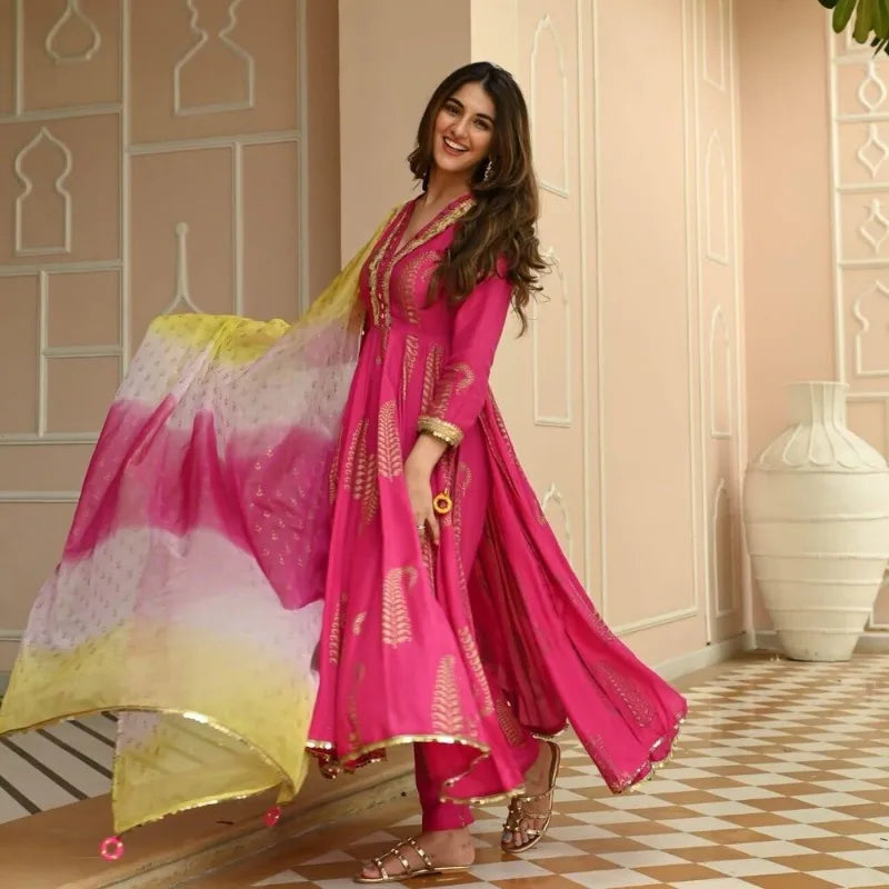 Rayon Designer India Pakistan Pink Salwar Kameez Dress Party Suit Wedding