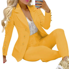 High Waist 2 Pcs/Set Stylish Slim Cardigan Lady Business Two-Piece Set Office