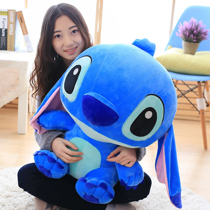 Big Size Disney Stitch Plush Toys Kawaii Soft Blue Pink Elf Disney Stitch Stuffed Doll Cartoon