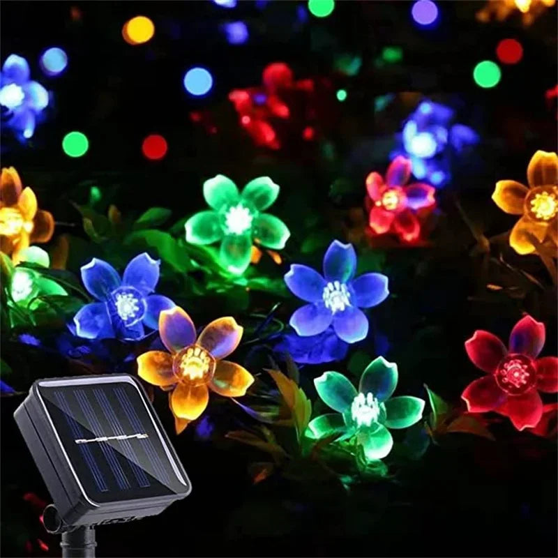 Solar Garden Light Flower Outdoor Solar  String Lights Waterproof Fairy Simulation Floral Garlands Lamp