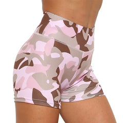 Camouflage Print Sports Running Push Up Yoga Short Pants Gym Workout Fitness Women Leggings