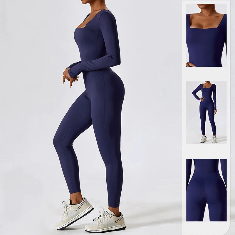 Women's Sportswear Yoga Fitness Jumpsuit One-piece Seamless Long Sleeve Sports Bodysuits