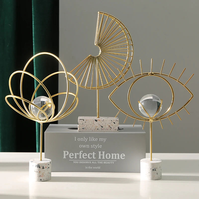 Nordic Simple Metal Abstract Art Ornaments Porch Living Room TV Cabinet Office Desktop