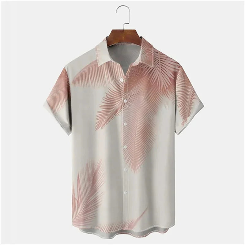 Men Summer Poker Symbol Stripe Print Shirt Casual Beach Short Sleeve Clothing Male Button Lapel Collar Shirt