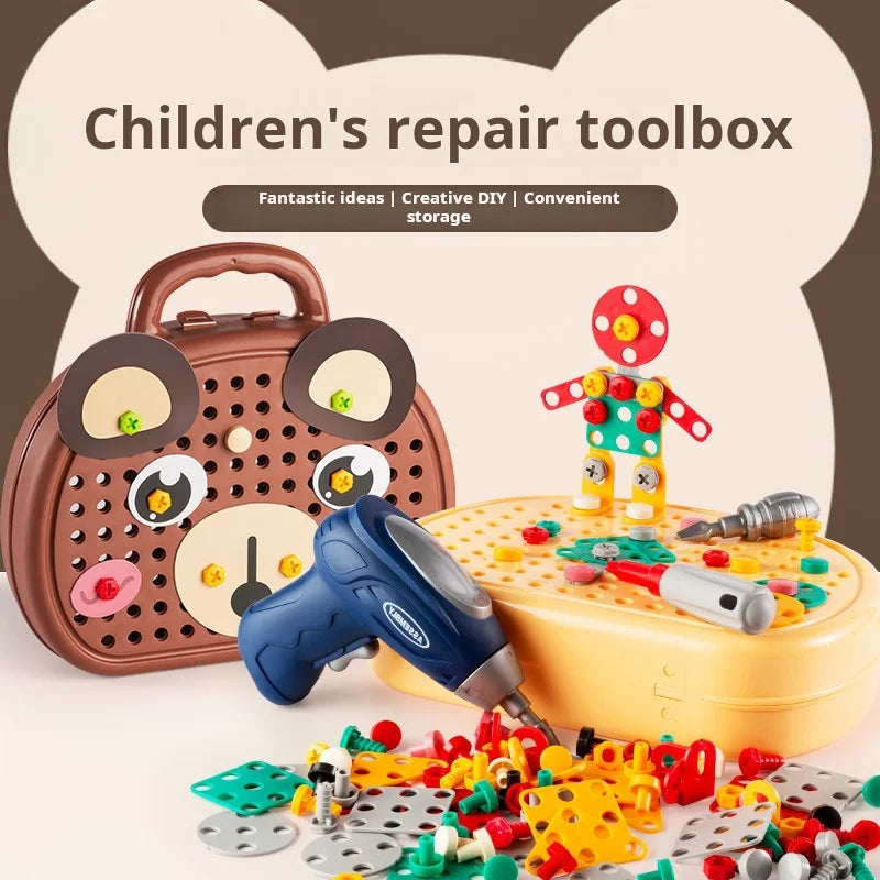 Baby Puzzle Assembling Toys Toolbox Electric Screwdriver Screw Repair Children Repair Kit Educational Toy