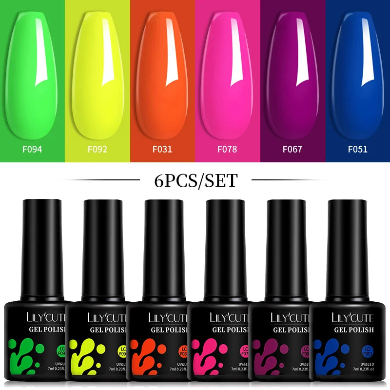 Colorful Gel Nail Polish 7ml Black White Red Glitter Manicure Long Lasting Soak Off Nail Art Gel Varnish Kit