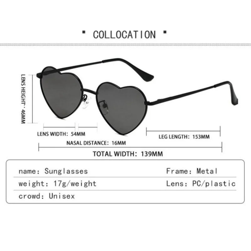 Fashion Women's Metal Heart Shaped Sunglasses Women Girls Sunglasses