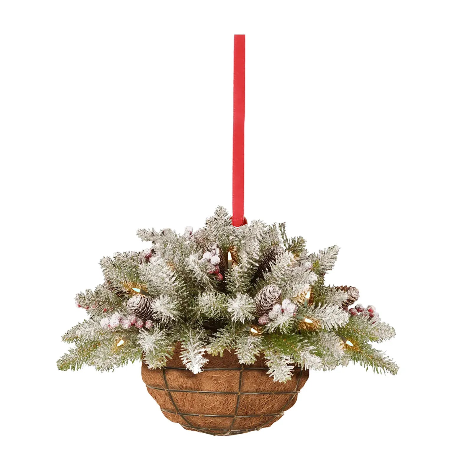 Artificial Hanging Flower Basket Christmas Pendant 2D Green Red Wreath Plant Xmas Tree Ornaments Merry Christmas Decoration Noel