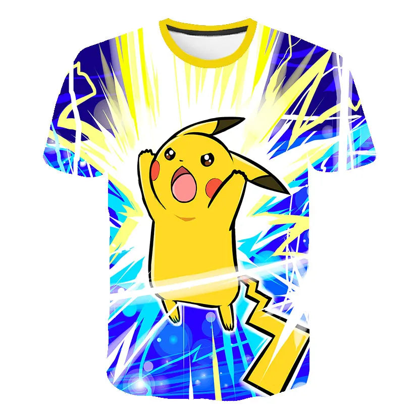 Children T-shirts Kids Tops Pokemon T Shirt Boys Short Sleeve Pikachu Tshirt Girls Clothes Tees Summer Casual Wear Girl T-shirt