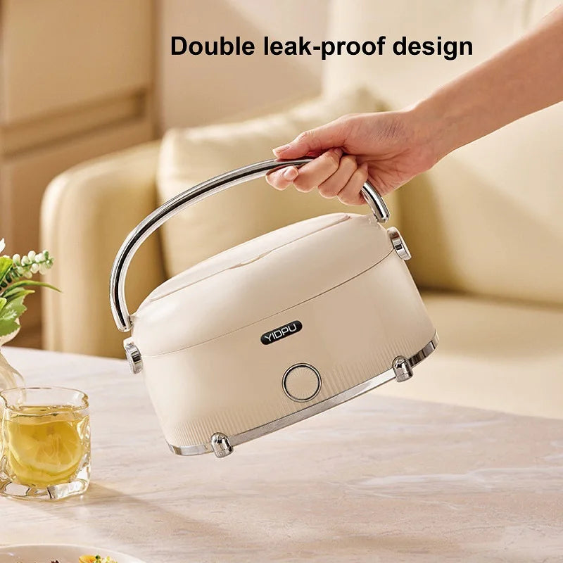 1.2L Electric Lunch Box Portable Water-free Thermal Insulation Lunch Box Office 304 Stainless Steel Rapid Heating Food Heater