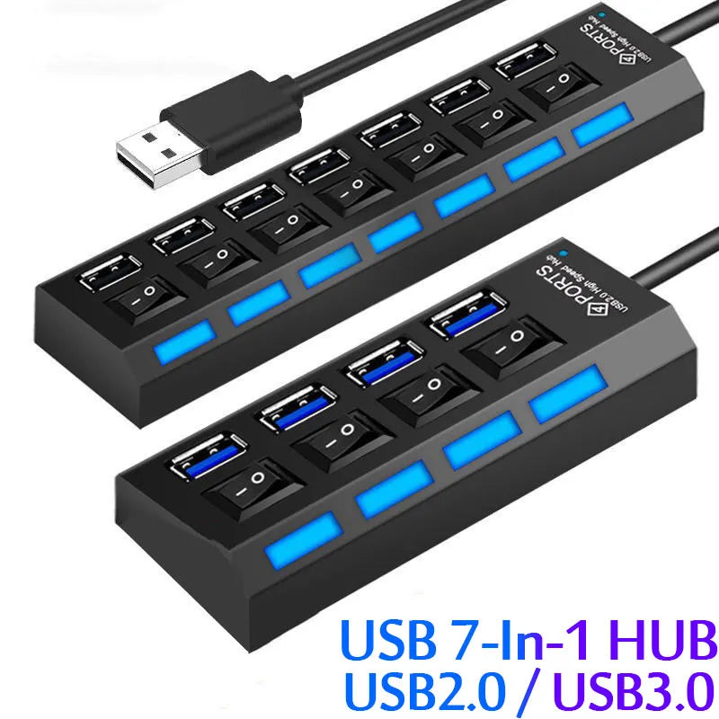 USB 2.0 Hub USB Hub 2.0 Multi USB Splitter Hub Use Power Adapter