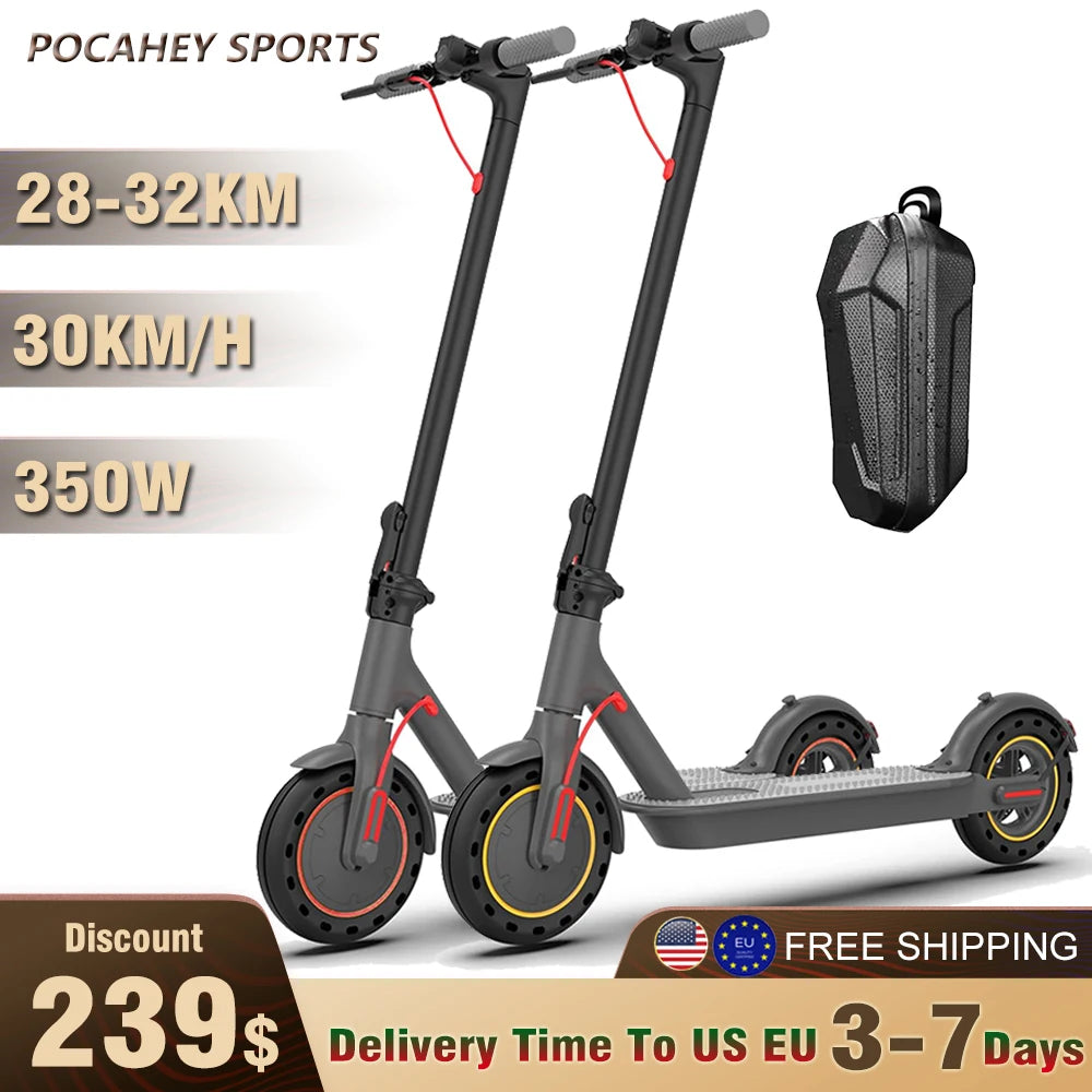 350W Adults Electric Scooter 36V 10.4AH 30km/h Max Speed 8.5 inch Solid Tires eScooter Electric Kick Scooter 35KM Range with APP