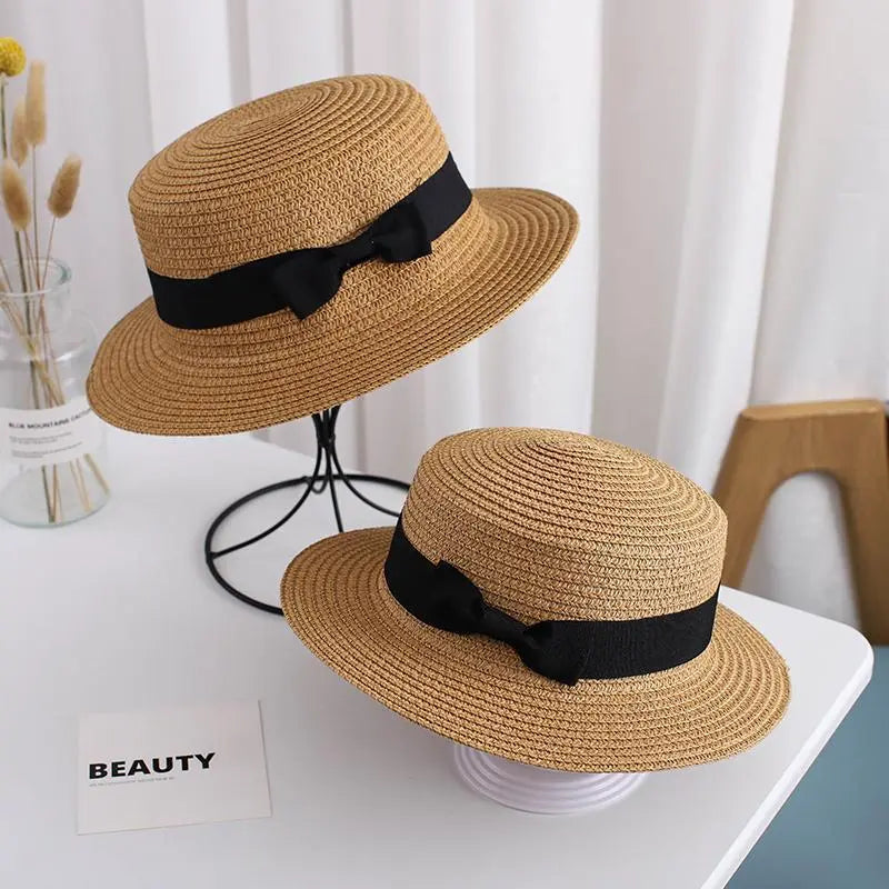 Bucket Cap Women Sun Visor Bowknot Straw Hat