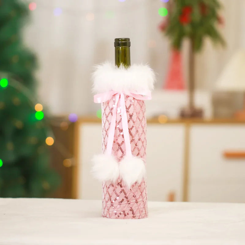 Christmas European And American Style Knitted Faceless Old Man Long Beard Wine Bottle Set