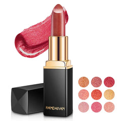 Moisturizing Lipstick 9 Colors Waterproof Long Lasting Pigment Nude Pink Shimmer Lipstick