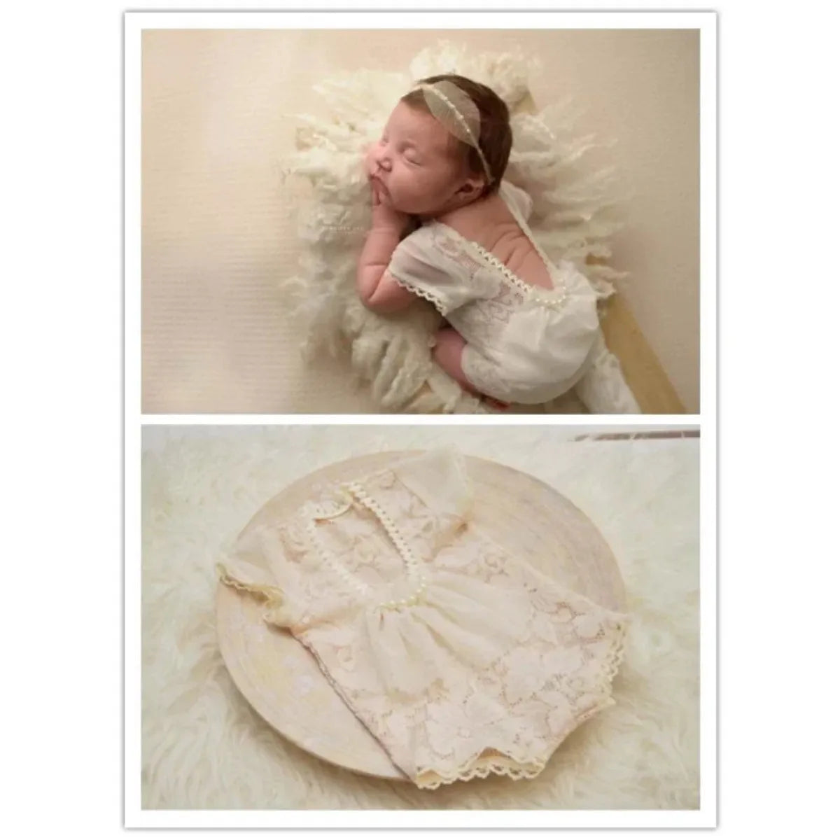 Infant Photography Outfits Newborn Lace Trim Dress