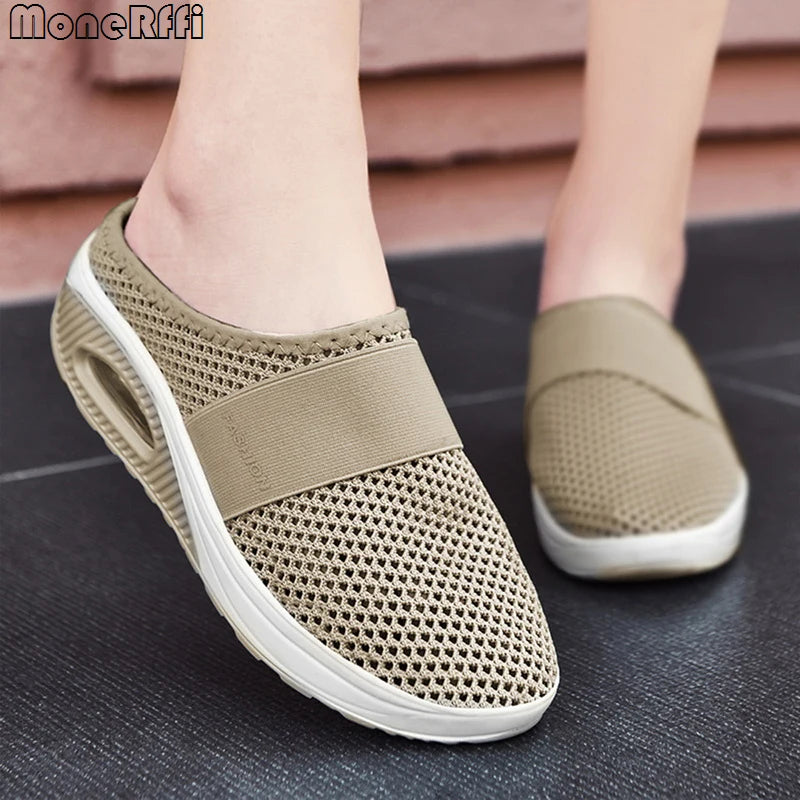 Ladies Walking Shoes Air Cushion Slip-On Orthopedic Slippers